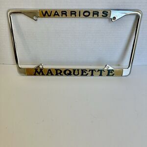 Vintage Marquette Warriors Metal License Plate Frame Tag Holder Cover